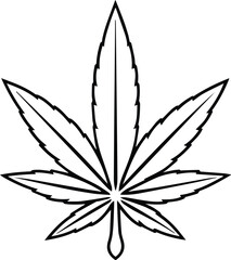 marijuana leaves outline vector and illustration line art