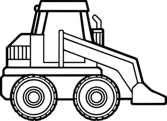 skid steer loader machine outline vector and illustration line art