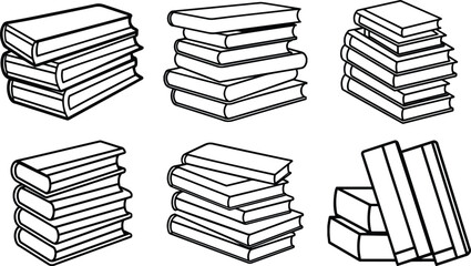 stack of books outline vector and illustration line art