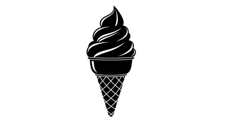 A minimalist black and white ice cream cone graphic for summertime treats delight