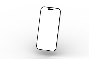 High-quality image of a modern smartphone with a blank screen, perfect for app presentations or website mockups. Clean and minimalist design.