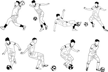 Soccer Player Outline Sketches for Sports Design