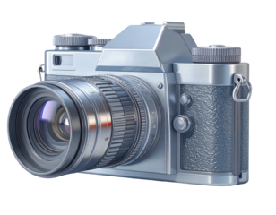 Detailed 3D model of a vintage silver camera (1)
