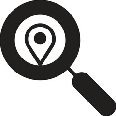location, map, address icon Magnifying glass highlighting a location marker icon.