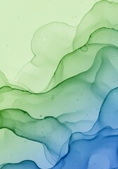 緑青色インク背景抽象画