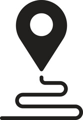 location, map, address icon Map pin icon with a winding path illustration.