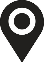 location, map, address icon Location pointer icon in black and white design.