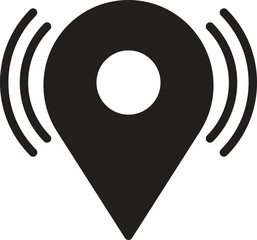 location, map, address icon Location pin symbol with signal waves indicating connectivity.