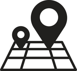 location, map, address icon Map with location markers in a minimalist black design.