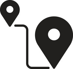 location, map, address icon Map markers indicating location and direction.