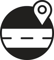 location, map, address icon Location pin inside a circular design, suggesting navigation or mapping.