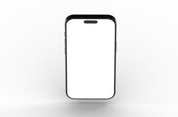 High-quality image of a black smartphone with a blank screen, perfect for app presentations or website mockups.  Download now!