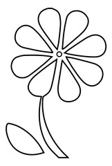 Minimalist Eight-Petal Flower Line Art – Simple Botanical Outline Illustration for Nature, Spring, Eco or Decorative Design