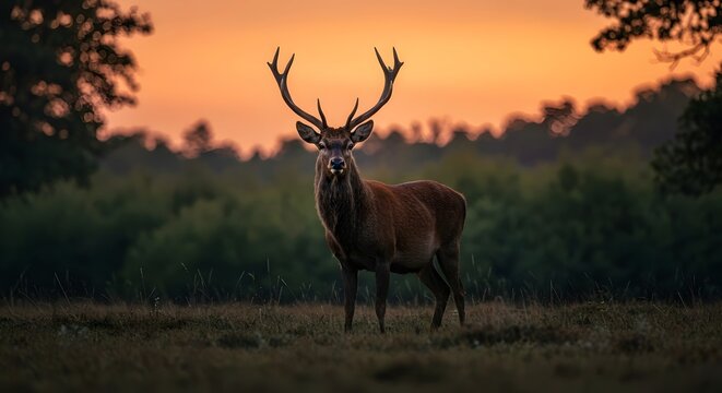 deer in the sunset