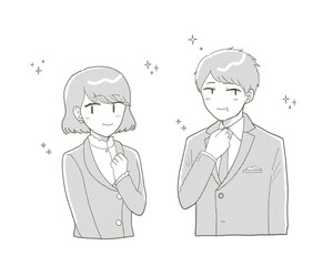 おめかしをして微笑むミドル男性とミドル女性