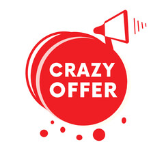 Crazy offer, bubble icon for business announcement concept modern design. Vector eps element.