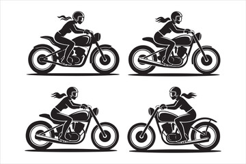 Obraz premium Biker Riding Vintage Motorcycle – Black and White Art