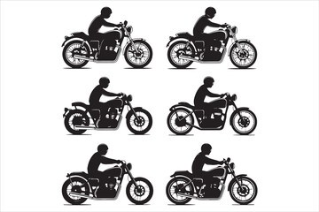 Obraz premium Biker Riding Vintage Motorcycle – Black and White Art