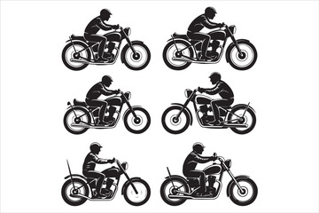 Naklejka premium Biker Riding Vintage Motorcycle – Black and White Art