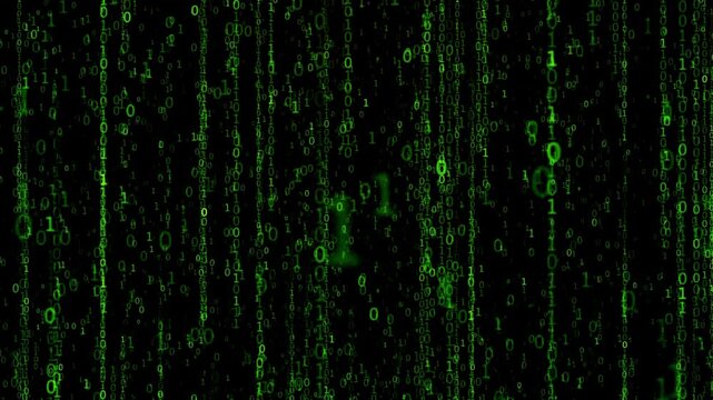 Green Screen Binary Matrix Code Falling Computer Digital Code Rain Background. High Tech Digital Matrix Binary Code Falling. Futuristic Matrix