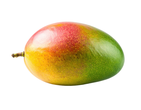 Ripe mango, vibrant colors, smooth skin, isolated