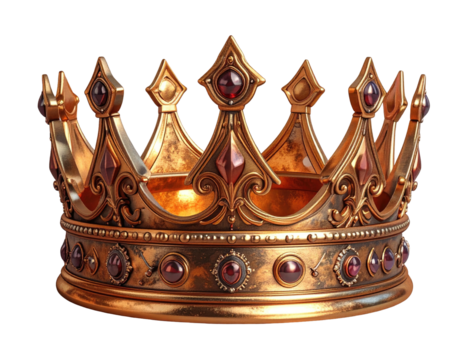 Ornate golden crown with red gems