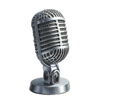 Retro silver microphone graphic