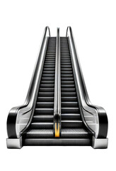 Modern double-sided escalator against black