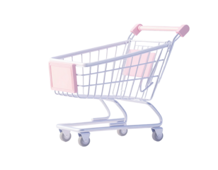 Pastel-toned, 3D shopping cart