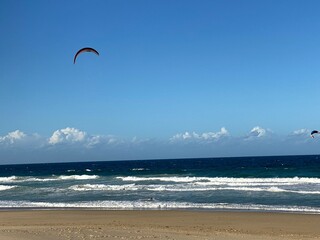 kite surfing on the beach