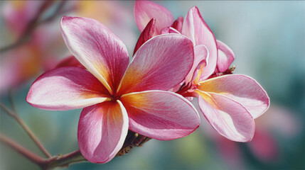 Fototapeta premium The image presents a close up view of several blossoms clustered together