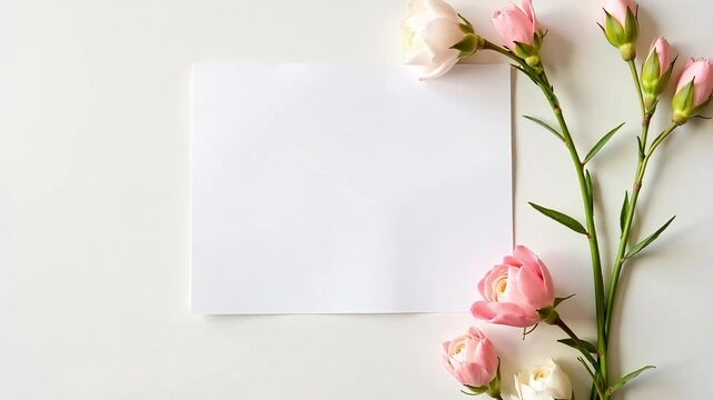 Gentle roses framing a blank card waiting for your message, a perfect backdrop for heartfelt notes and creative designs in your projects