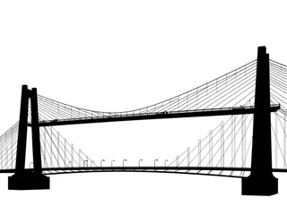 Fototapeta premium This New Vector Silhouette of a Large Modern Bridge is a Perfect Design for Logos, Websites, and Promotional Materials with an Urban Edge.