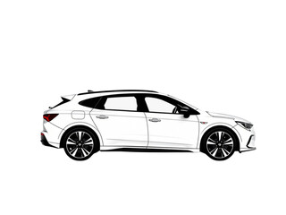 Naklejka premium A Striking New 400 Letter Vector Silhouette of a Contemporary Car, Perfect for Automotive, Technology, and Transportation-related Projects.