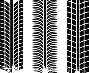 Set of abstract tire track illustrations for various tread patterns for automotive design