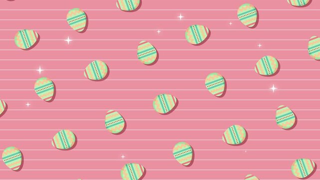A playful and festive animation featuring colorful Easter eggs in a seamless pattern on a bright background