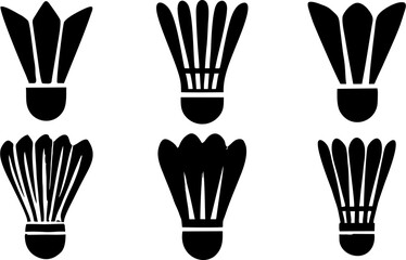 Badminton shuttlecock icons set. Sport equipment in different styles on white background.