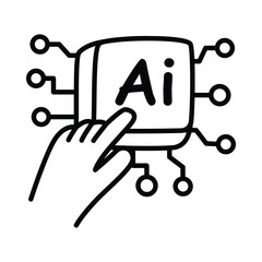 Ai Chip doodle icon EPS 10 file