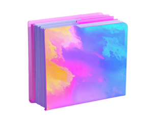 Colorful, layered folder, holographic effect
