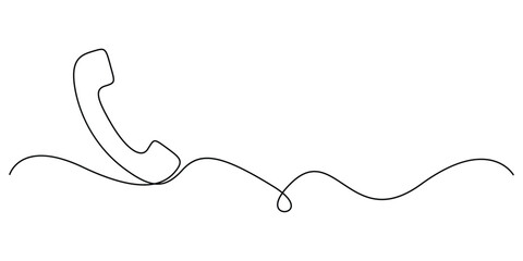 Continuous one line drawing of a telephone icon vector illustration