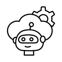 Cloud Robot doodle icon EPS 10 file