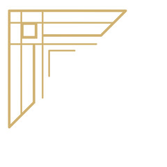 Art Deco Style Corner Ornament with Geometric Lines in Gold.