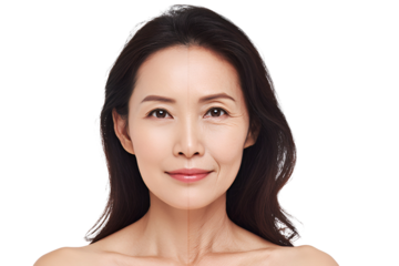 Aging Process Transformation Portrait Showing Facial Wrinkles and Smooth Complexion Half Face Comparison for Skincare Anti Aging and Beauty Concepts Demonstrating Cosmetic