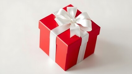 Elegant red gift box with a crisp white ribbon, symbolizing celebration and thoughtfulness.