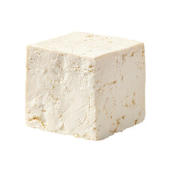 A single, cubed block of firm white tofu