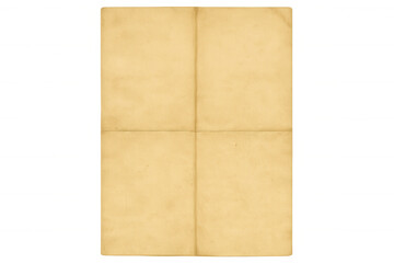 Fototapeta premium Old paper sheet texture with creases and visible folds, aged vintage parchment background with transparent copy space