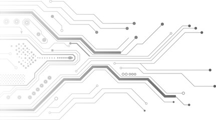 Abstract technological background with gray circuit board pattern.