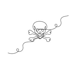 Danger sign  icon   continuous one line drawing of outline vector illustration 