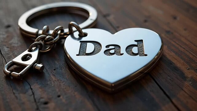 A heart keychain with 'Dad' reflects love and appreciation, perfect for Father's Day or birthday gifting, expressing gratitude and affection