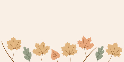 Autumn background with leaves and  free space for text. Perfect for seasonal banner design